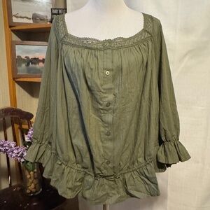 NWT Torrid Cotton Dobby Square Neck Top